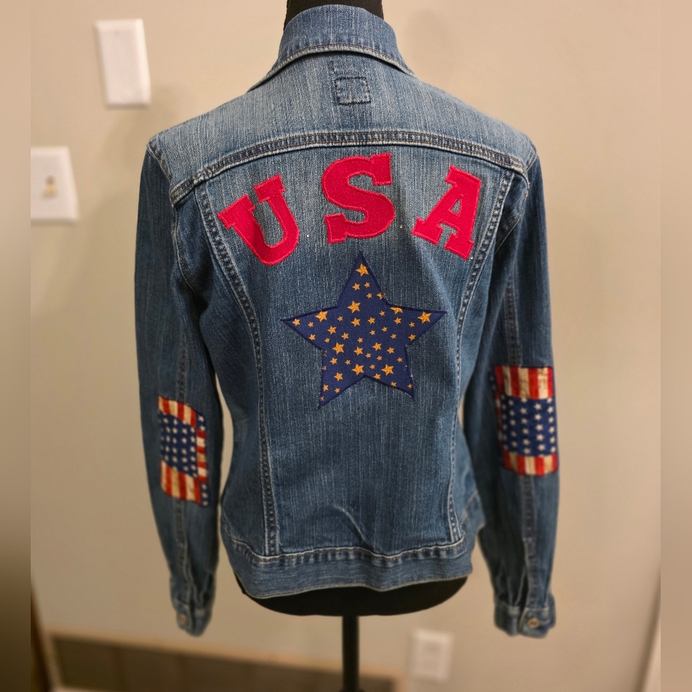 Vintage Denim Jacket with USA and Star Patch